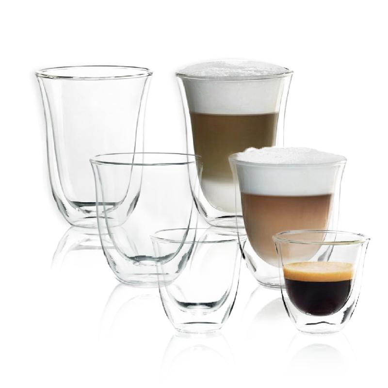 DeLonghi Double Walled Glassware Bundle (2x Espresso, 2x Cappuccino, 2x Latte)